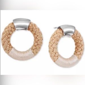 Alfani Silver-Tone Braided Rope Doorknocker Drop Earrings